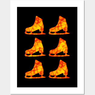 Watercolor Figure Skates (Orange) Posters and Art